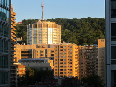 Sunrise - Mont Royal & McGill University Medical School Building - View from Hotel Le Cantlie