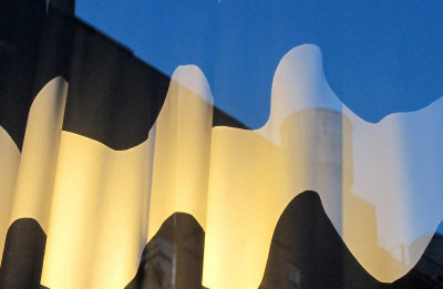 Cable Building Window Reflection of SOHO Skyline