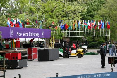 NYU Commencement  Preparations - Raising the World Flags