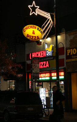 Holiday Lights at Chicken & Pizza Restaurant
