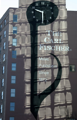 Carl Fischer Music Building with Glass Tower Reflections