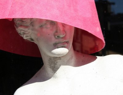 Venus de Milo Trying Out a New Easter Bonnet - Arturos Italian Restaurant Window