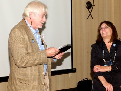 George Burden, the Tesla Science Foundation and Jane Alcorn, President Tesla Science Center at Wardenclyffe