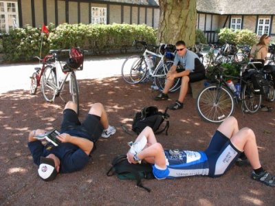 Team GIST Support takes a much needed pit stop after a long day on the bike.