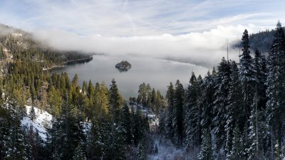 Emerald Bay fog and snow