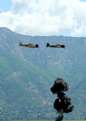 Tora Tora Tora (the lead plane is one of the 3 remaining operational Zeros, the second plane is a replica)