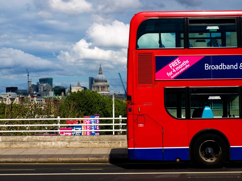 London Bus & St. Pauls from Waterloo Bridge