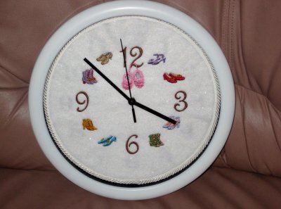 Embroidered shoe clock