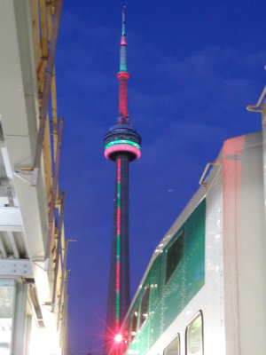 A festive CN Tower