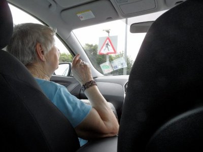 Mom telling the satnav to shut up!
