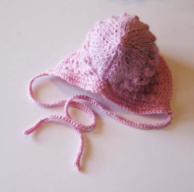 Pink Baby Bonnet Hand Knit