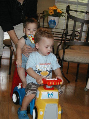Hitching a ride with cousin Reid