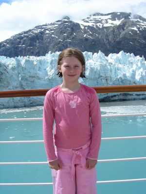 Marjorie in front of Marjorie glacier