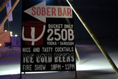 Sober Bar - note: the Sangsom Thai Whiskey creeps up on you.