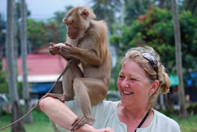 Sal with monkey at 'Monkey Show'