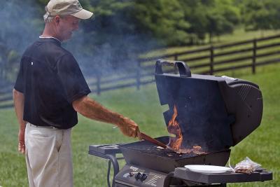 Clint grilling