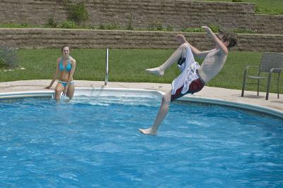Austin jumping into pool