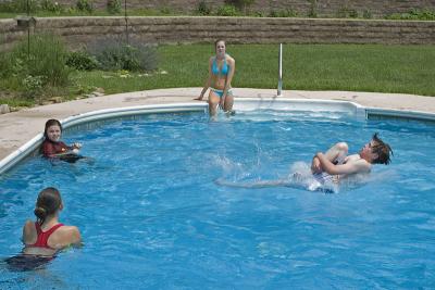 Austin jumping into pool