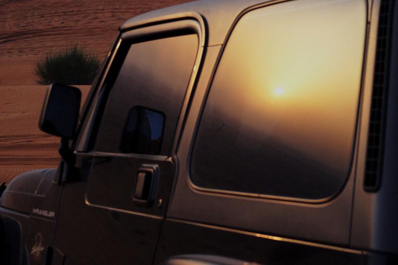Sunset on Charlies jeep