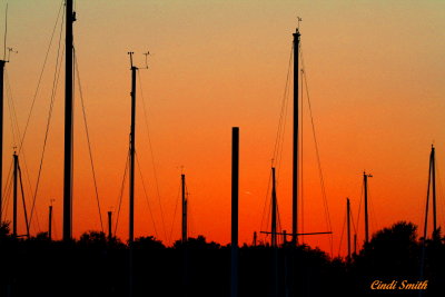 MASTS AGAINST THE SKY AT SUNSET