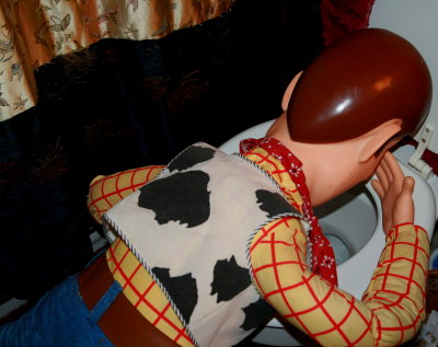 BIG WOODY HUGS THE PORCELINE