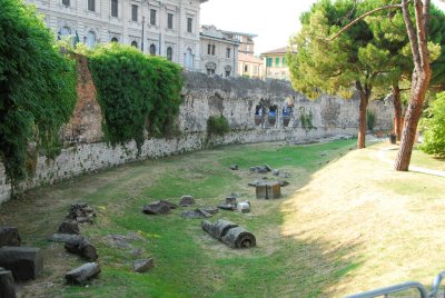 An old wall and ruins in Padova