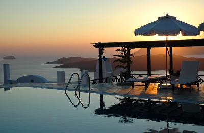 Our pool in Santorini