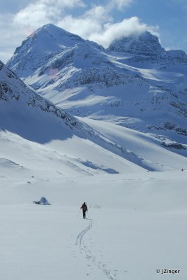 Skiing up towards the Achaean Glacier, Views of Mount Ulysses