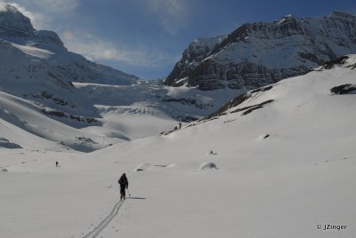 Skiing up towards the Achaean Glacier