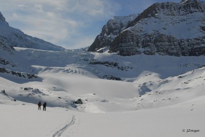 Skiing up towards the Achaean Glacier