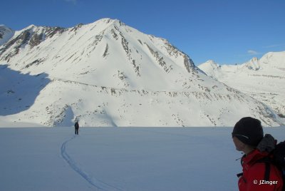 Skiing down the Achaean Glacier