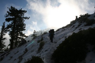 Hiking up Mt. Baldy, in late December