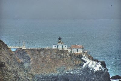 Point Bonita Lighthouse on a foggy day.