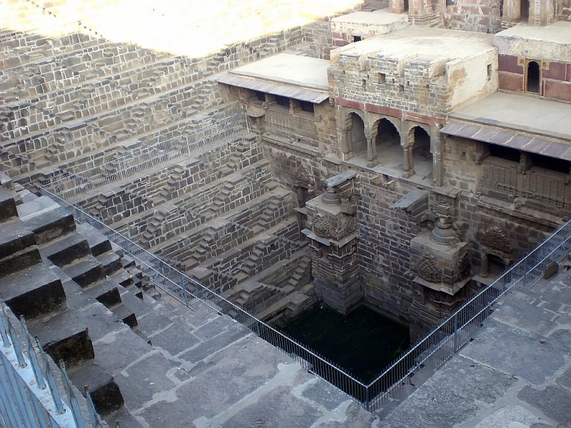 A Step Well at Chand Baori, 13 Stories Deep by About 100 on a Side, Built in the 9th Century