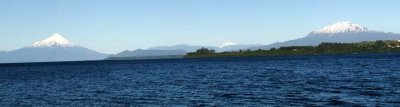 Mts. Osorno at left, Tronador in the middle, and Calbuco on the right
