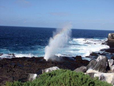 A blow hole from the surging surf at Espaola Island