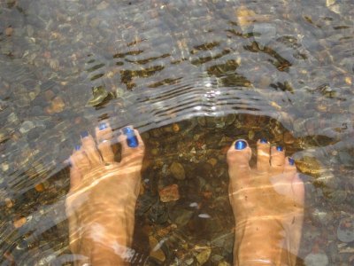 the water was so cold, it turned my toenails blue