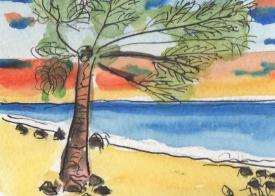 ACEO Palm Tree on a Beach