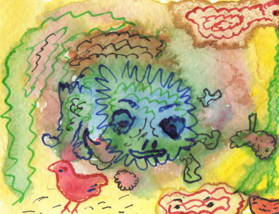 ACEOCreature Of The Night watercolour, pen and ink.