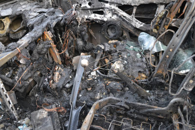 Whats left inside car after the fire