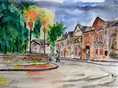 Marsden Village in watercolour