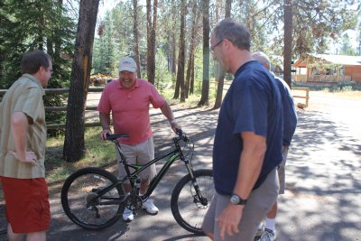 Dad riding Kevin's Mountain Bike