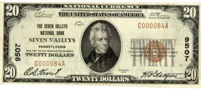 Seven Valleys, PA National Banknote
