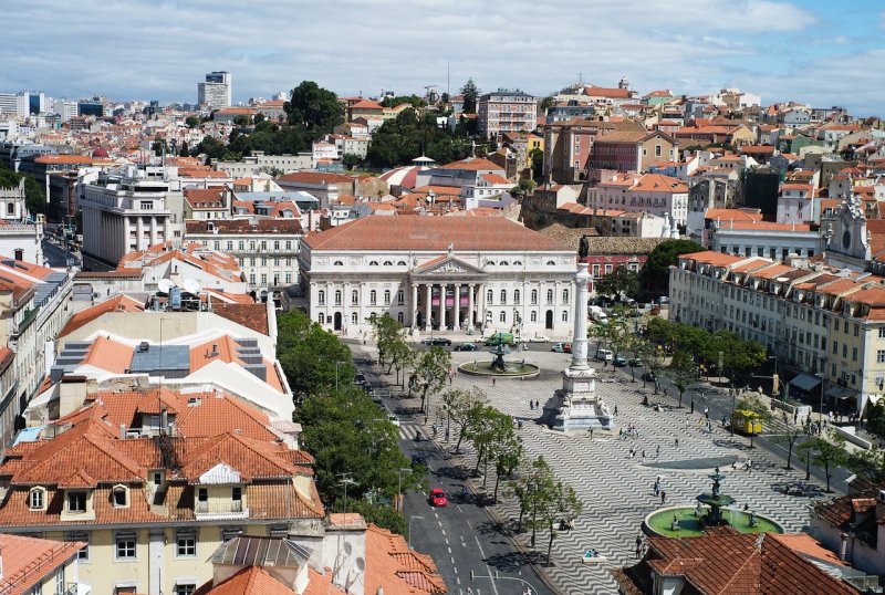 Rossio Square from the Santa Justa Elevator