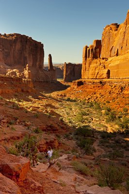 Hikers descend trailhead