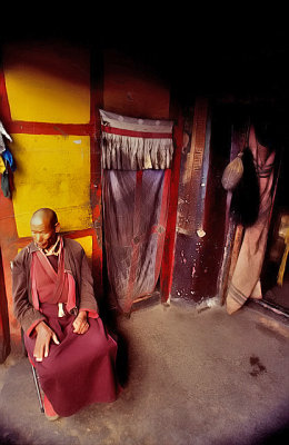Monk at Monastery Entrance
