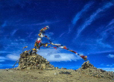 Prayer flags in a Tibetan Sky