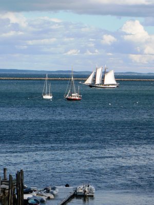 schooner and boats