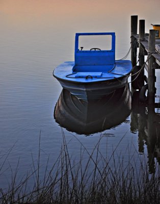 Blue Boat at Dawn