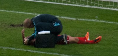 Marco aan het werk. (Toevallig bij mij afgestudeerde sportfysiotherapeut.)